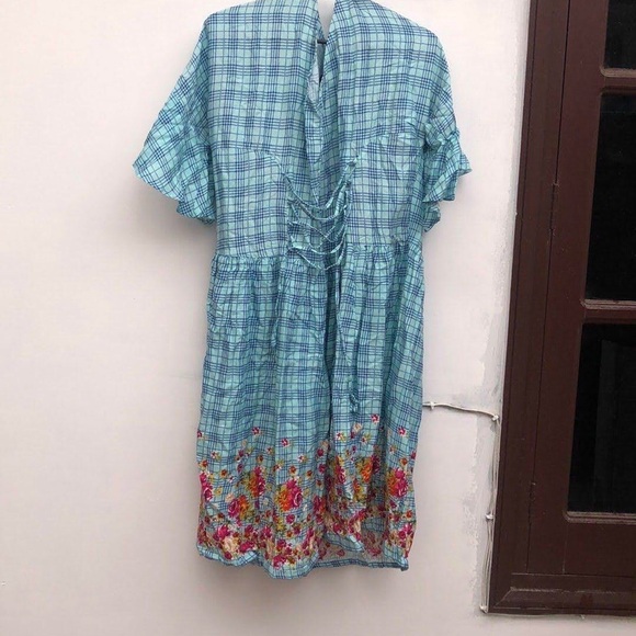 Blue floral dress with plaid - Picture 7 of 9